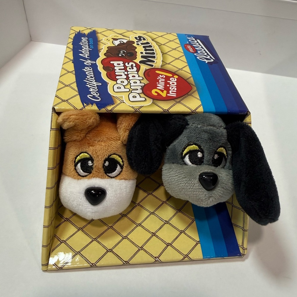 Pound Puppies Minis Classic 2 Pack Plush w/ Box & Adoption Certificate NEW
